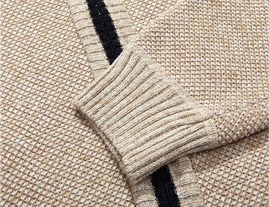 Yeokou Men's Casual Slim Full Zip Thick Knitted Cardigan Sweaters with Pockets