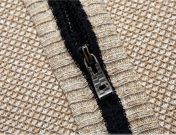 Yeokou Men's Casual Slim Full Zip Thick Knitted Cardigan Sweaters with Pockets