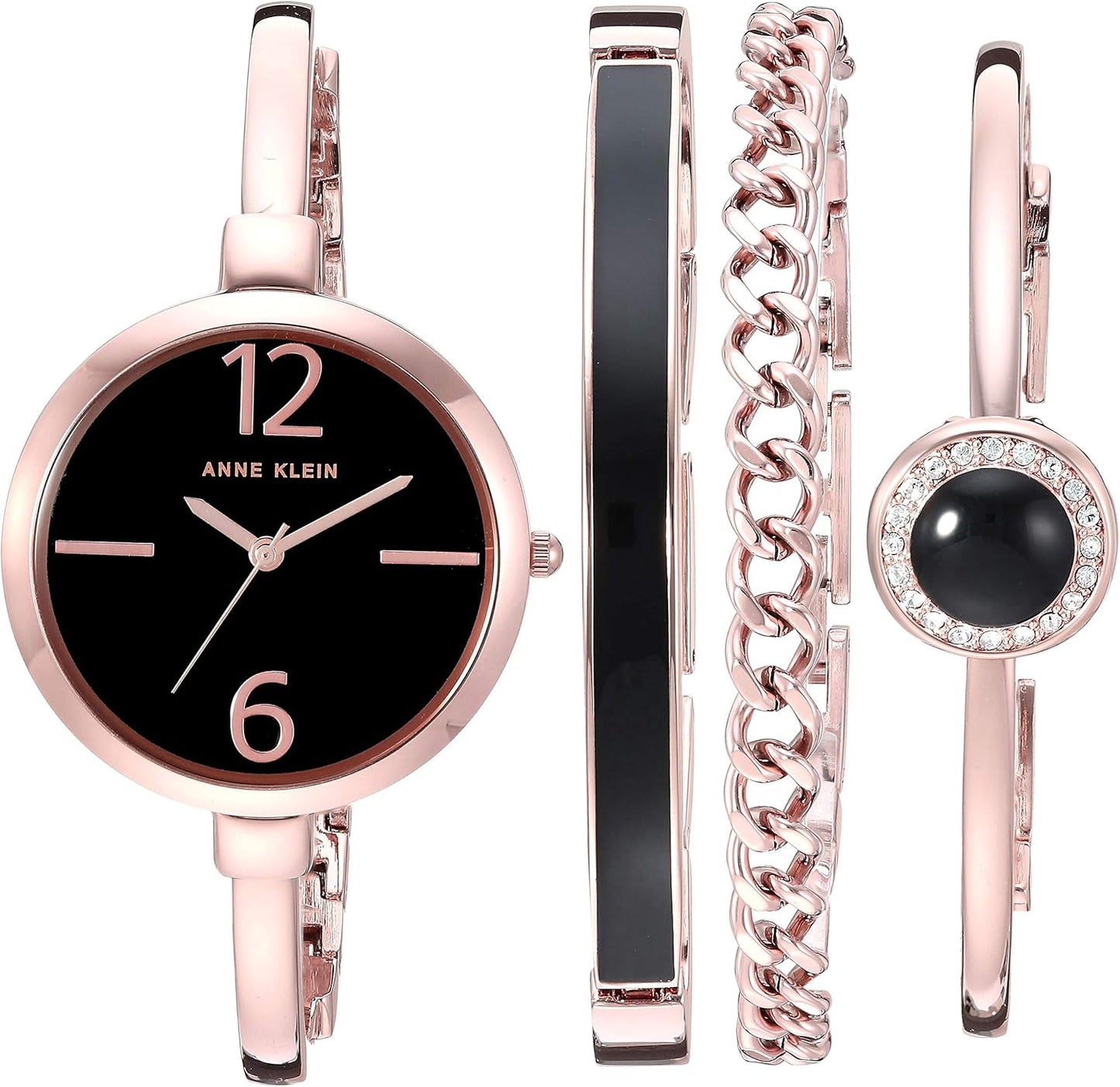 Anne Klein Women's Bangle Watch and Premium Crystal Accented Bracelet Set