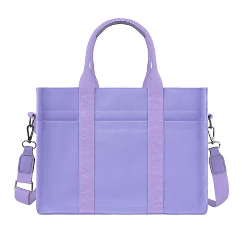 FIORETTO Canvas Tote Bag for Women with Zipper Closure & Individual Compartments for Work College for Teacher & Nurse