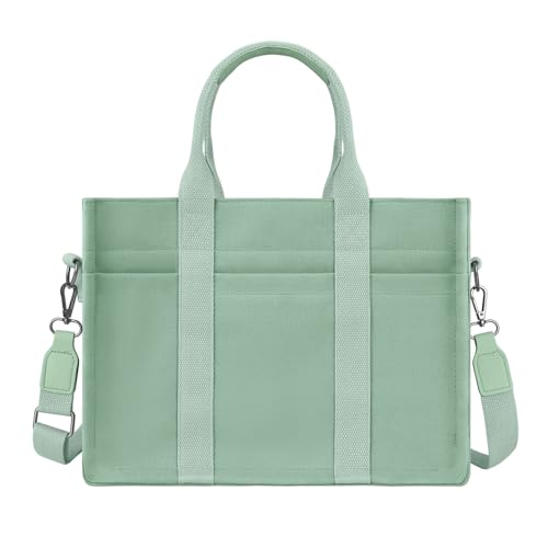 FIORETTO Canvas Tote Bag for Women with Zipper Closure & Individual Compartments for Work College for Teacher & Nurse