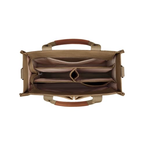 FIORETTO Canvas Tote Bag for Women with Zipper Closure & Individual Compartments for Work College for Teacher & Nurse