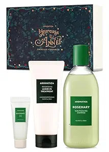 AROMATICA Rosemary Hair Care Gift Set - Shampoo for Hair Growth & Heat Protection, Leave-in Treatment & Scalp Treatment - Hair Care Kit for Women, Sulfate/Paraben Free For Men And Women