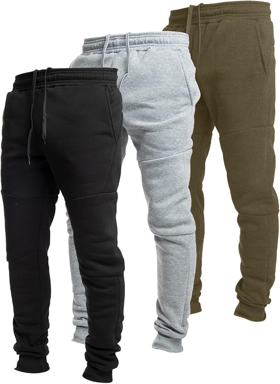 Ultra Performance 3 Pack Fleece Active Tech Joggers for Men, Mens Sweatpants with Zipper Pockets