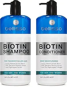 Biotin Shampoo and Conditioner Set - Sulfate and Paraben Free Treatment for Men and Women - Hair Thickening Volumizing Products to Help Boost Thinning Hair with Added Keratin