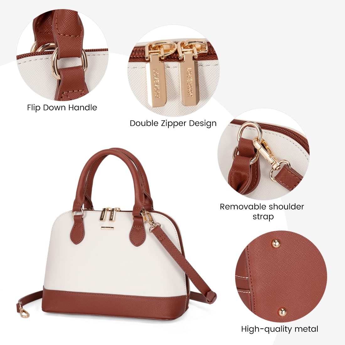 LOVEVOOK Purse for Women Small Crossbody Bags Classic Double Zip Top Handle Dome Satchel Bag