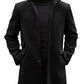 Runcati Mens Pea Coats Single Breasted Stand Collar Casual Slim Fit Trench Coat Mid Long Winter Overcoat with Pockets
