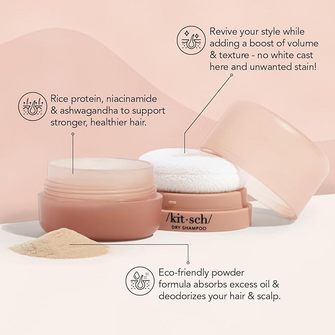 Kitsch Dry Shampoo Powder with Rice Protein for Women & Men