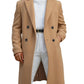 Runcati Mens Trench Coat Notched Lapel Double Breasted Mid Long Pea Coat Casual Fall Winter Classic Overcoat