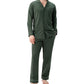 DAVID ARCHY Mens Pajamas Set Soft Cotton Notched Collar Pajamas for Men Long Sleeve Mens Sleepwear with Pockets & Front Fly