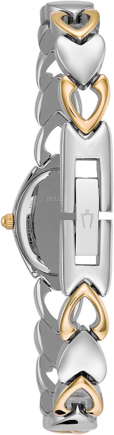 Bulova Ladies' Classic Two-Tone Stainless Steel 3-Hand Quartz, White Patterned Dial Style: 98V02