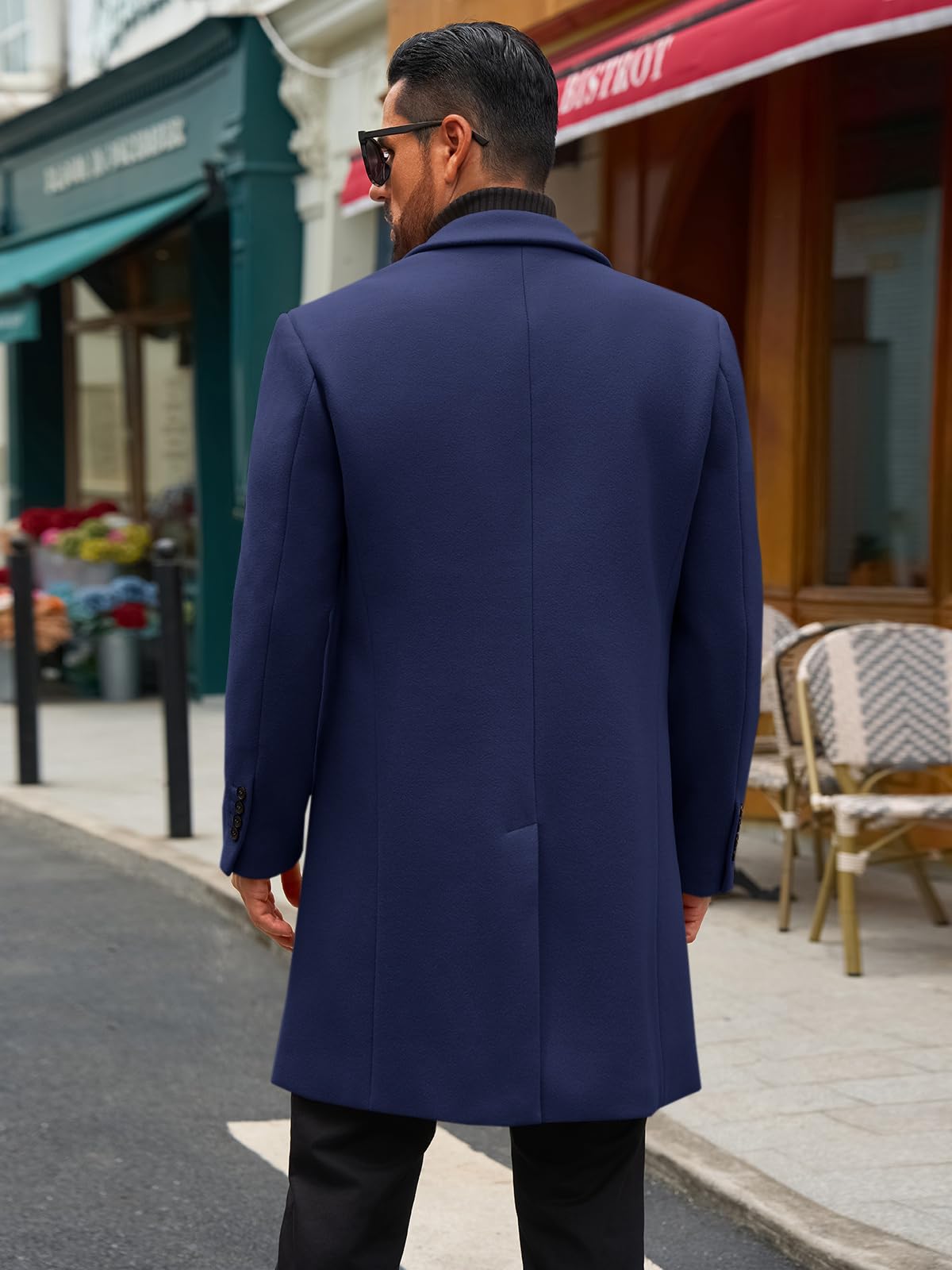 Runcati Mens Trench Coat Notched Lapel Double Breasted Mid Long Pea Coat Casual Fall Winter Classic Overcoat