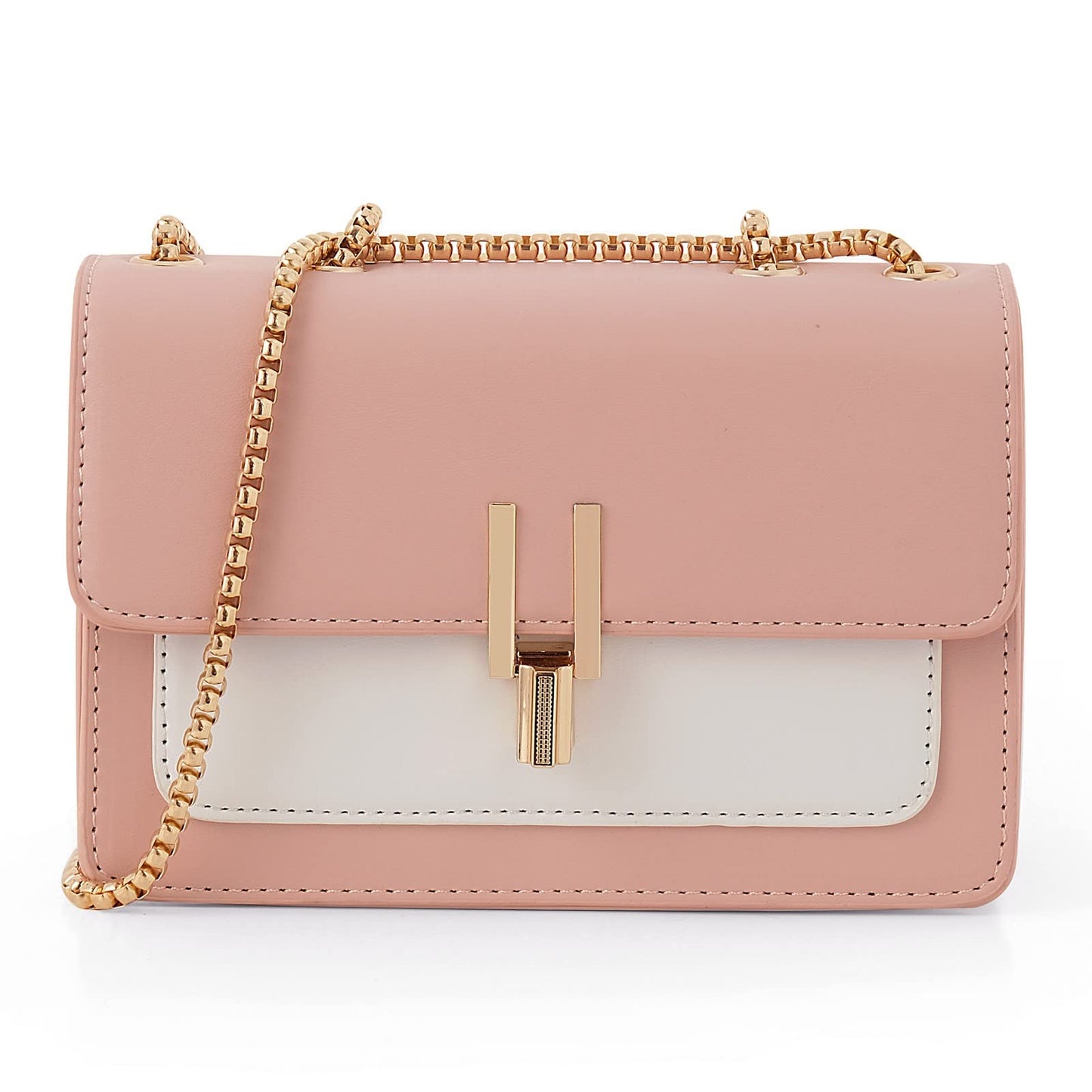 Color-Block Crossbody Bags for Women Leather Cross Body Purses Cute Designer Handbags Shoulder Bag Medium Size