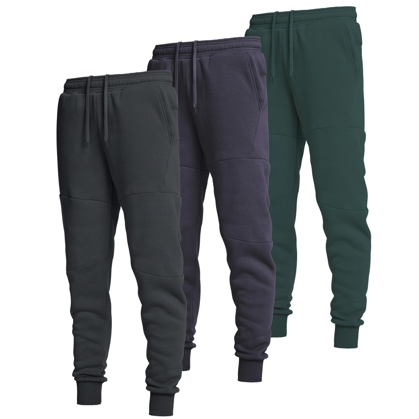 Ultra Performance 3 Pack Fleece Active Tech Joggers for Men, Mens Sweatpants with Zipper Pockets