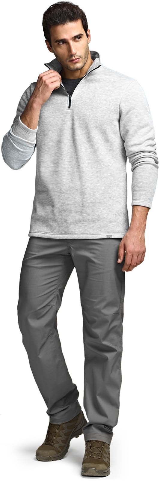 CQR Men's Thermal Fleece Quarter Zip Sweater, Outdoor Lightweight Long Sleeve Pullover, Casual Mock Neck Polo Sweaters
