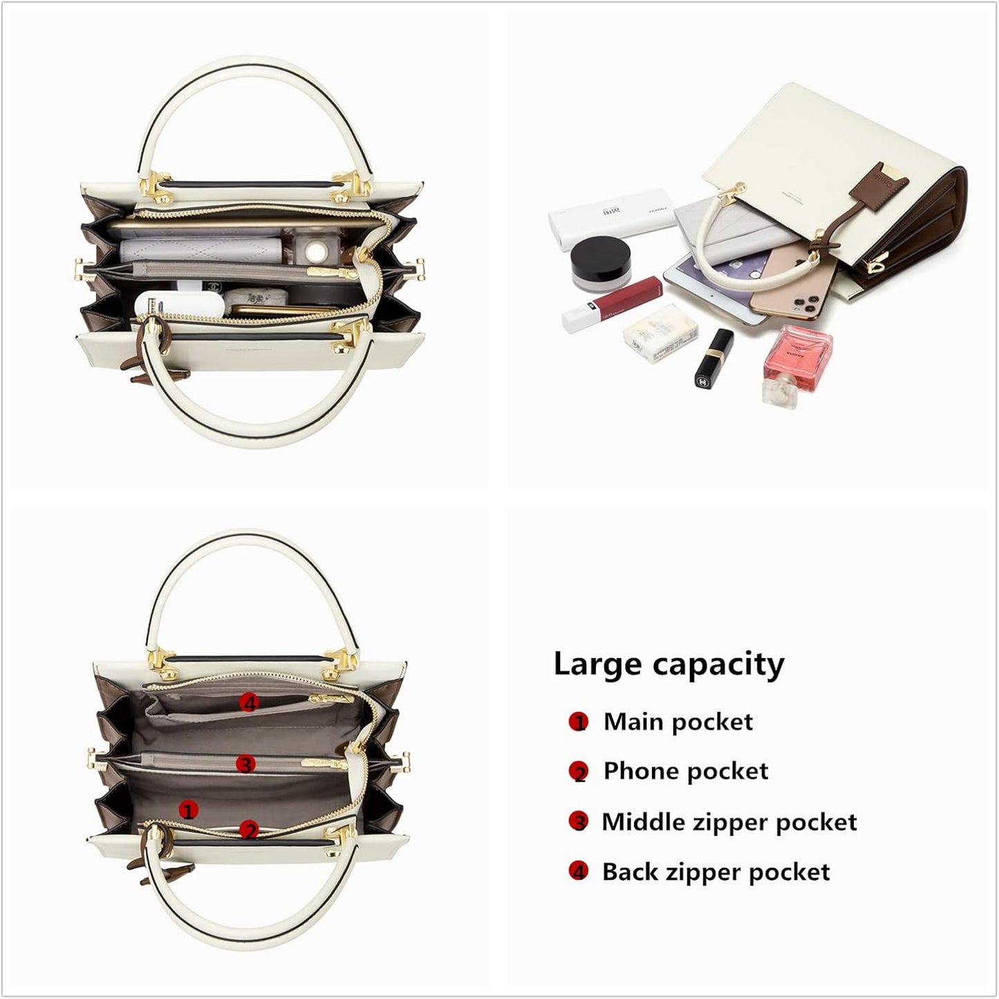 Cnoles Handbags for Women Large Capacity Tote Shoulder Bags Ladies Handle Satchel Purse