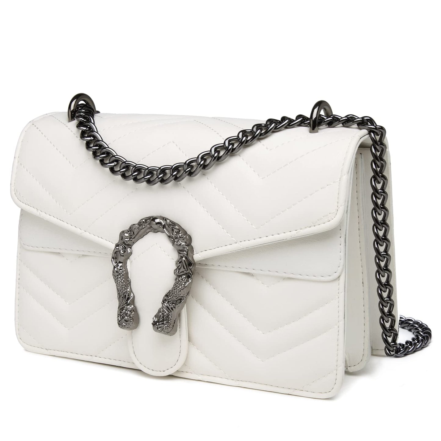 MYHOZEE Crossbody Bags for Women - Snake Printed Clutch Purses Leather Chain Shoulder Bags Evening Handbags