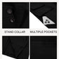 Runcati Mens Pea Coats Single Breasted Stand Collar Casual Slim Fit Trench Coat Mid Long Winter Overcoat with Pockets
