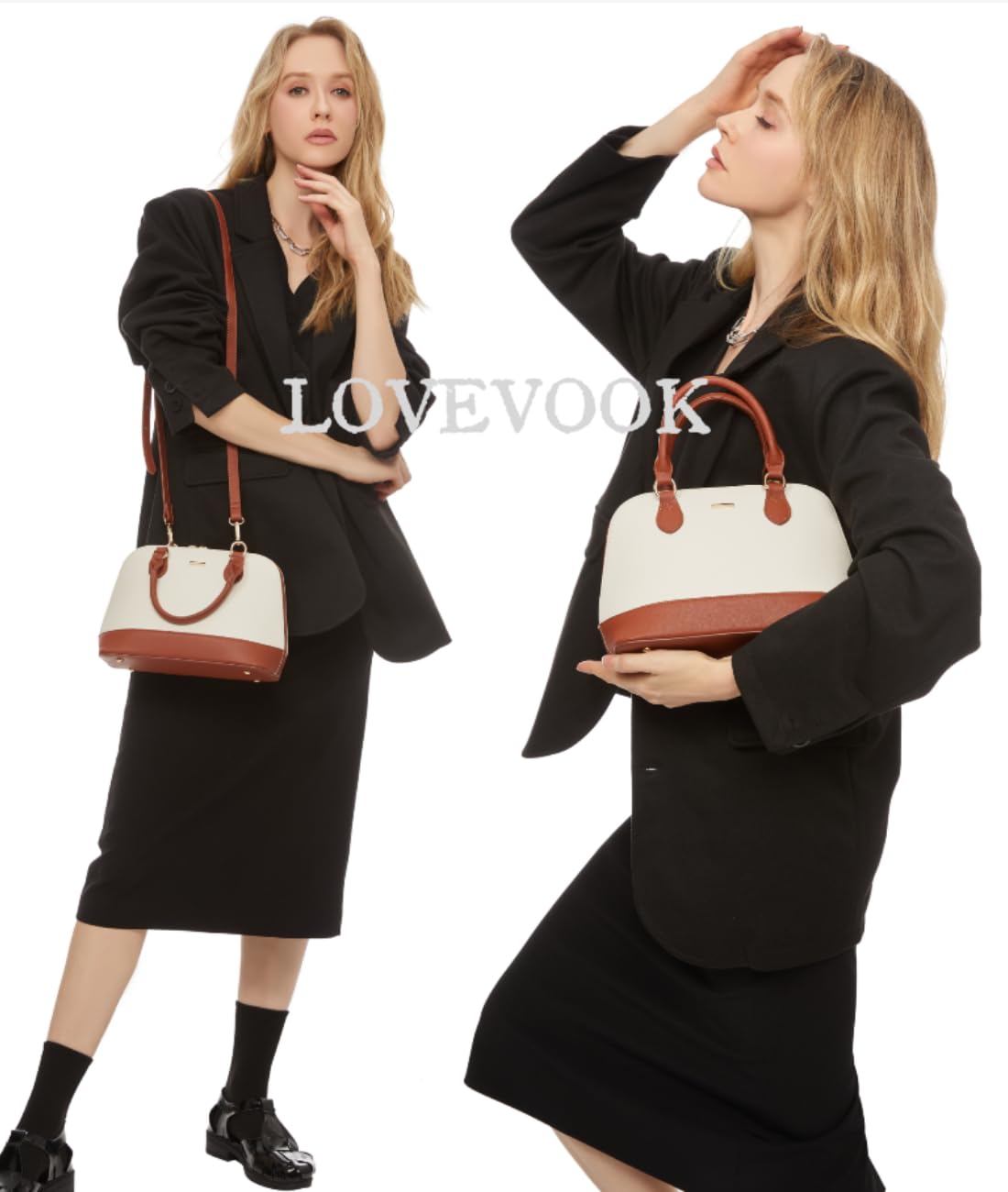 LOVEVOOK Purse for Women Small Crossbody Bags Classic Double Zip Top Handle Dome Satchel Bag