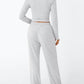 Trendy Queen Women's 2 Piece Matching Lounge Set Long Sleeve Slightly Crop Top Wide Leg Pants Casual Sweatsuit
