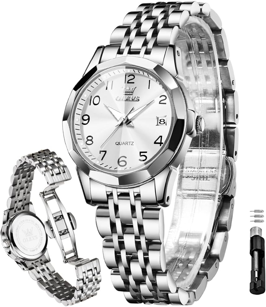 OLEVS Women's Watch Gold/Silver Analog Quartz Small Stainless Steel Business Formal Waterproof Luminous Date Ladies Watch
