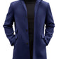 Runcati Mens Pea Coats Single Breasted Stand Collar Casual Slim Fit Trench Coat Mid Long Winter Overcoat with Pockets