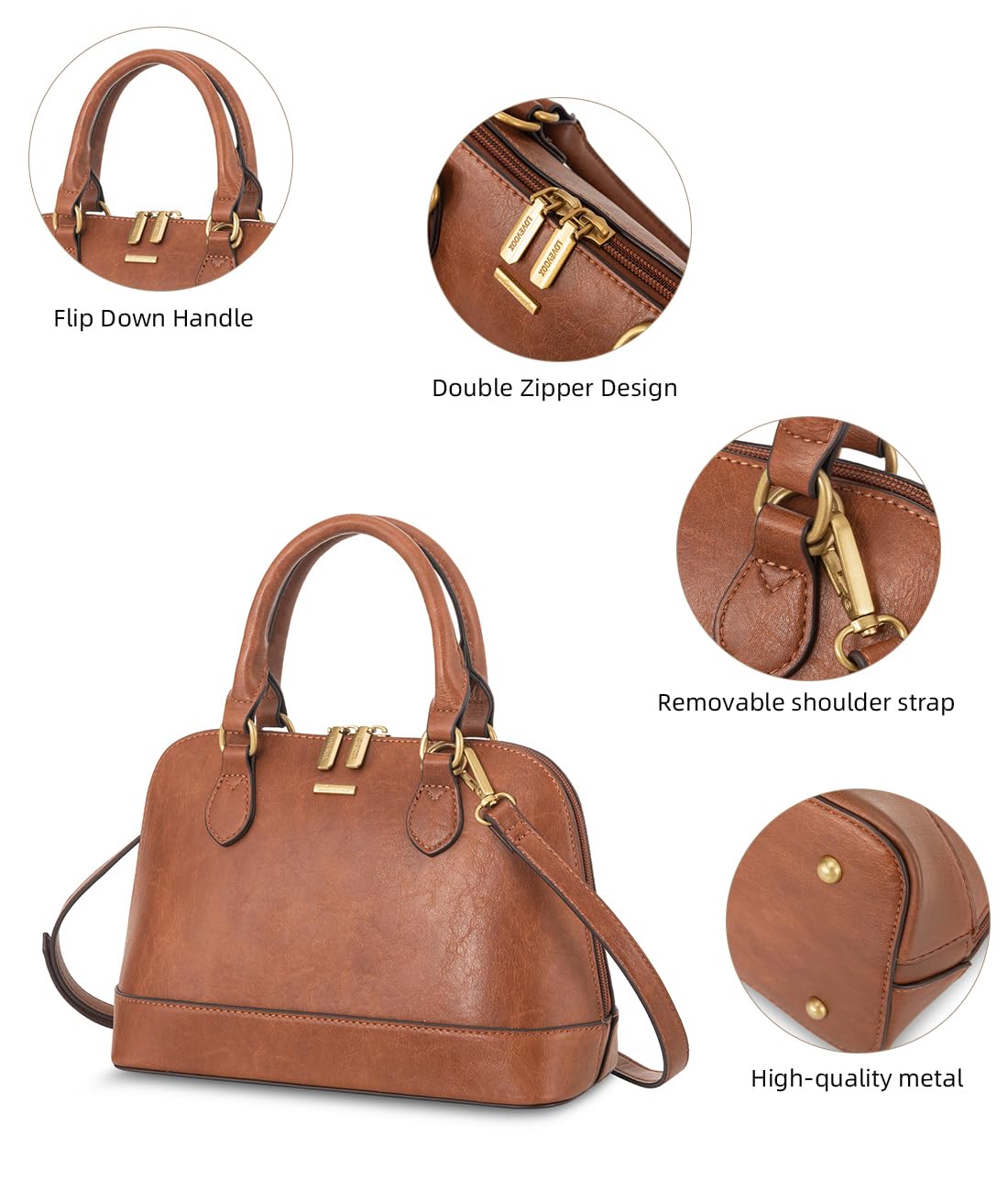 LOVEVOOK Purse for Women Small Crossbody Bags Classic Double Zip Top Handle Dome Satchel Bag