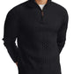 Askdeer Men's Quarter Zip Sweater Waffle Knit Sweater Mock Neck Polo Sweater Casual Pullover Sweater with Ribbing Edge