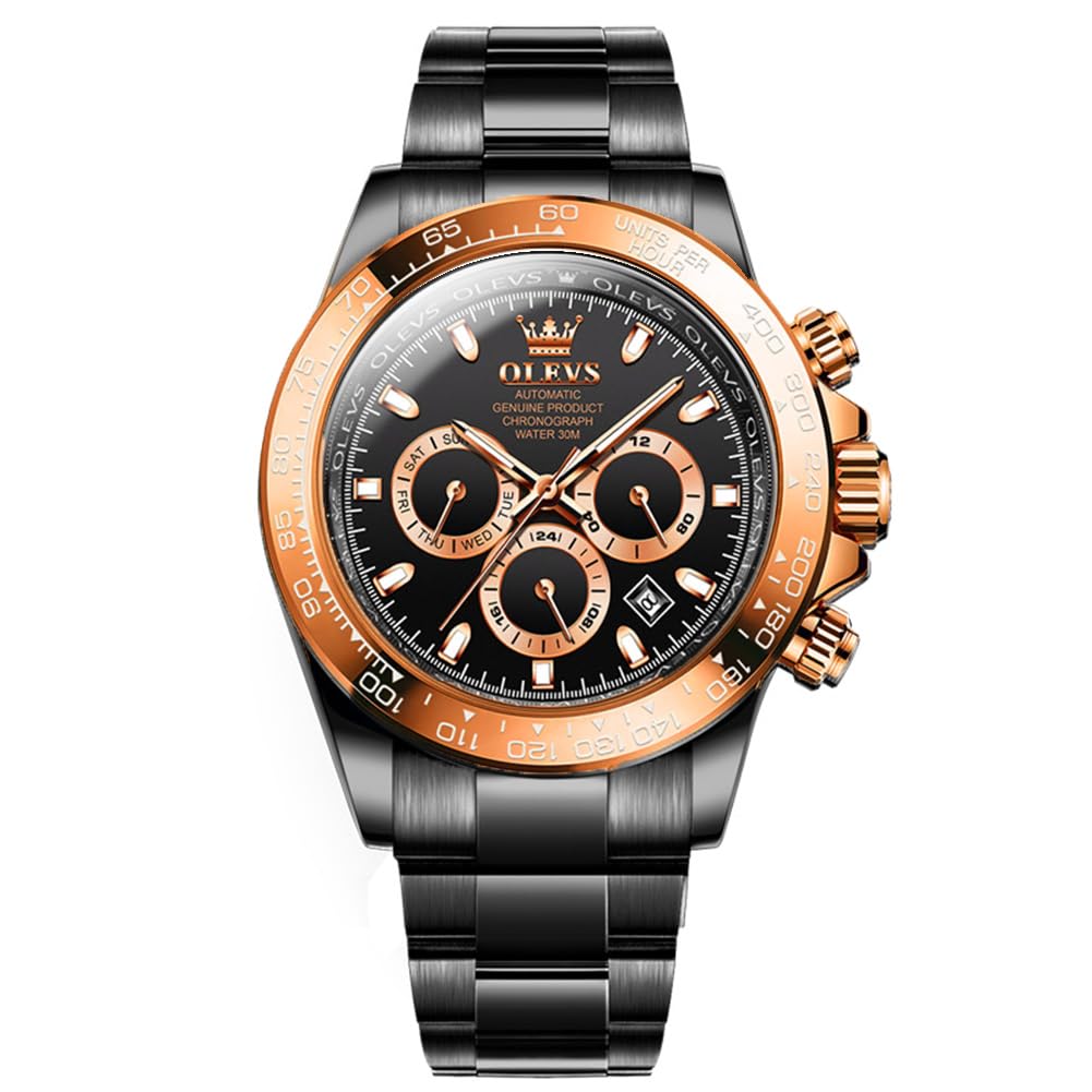 OLEVS Automatic Gold Watches for Men Luxury Classic Stainless Steel Calendar Luminous Waterproof Watches for Men