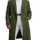 Runcati Mens Trench Coat Notched Lapel Double Breasted Mid Long Pea Coat Casual Fall Winter Classic Overcoat