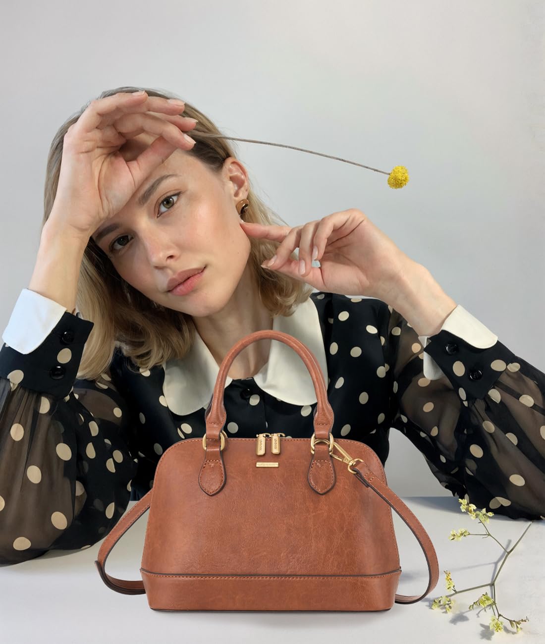 LOVEVOOK Purse for Women Small Crossbody Bags Classic Double Zip Top Handle Dome Satchel Bag