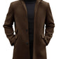 Runcati Mens Pea Coats Single Breasted Stand Collar Casual Slim Fit Trench Coat Mid Long Winter Overcoat with Pockets