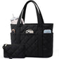 LOVEVOOK Puffer Tote Bag for Women, Puffy Work Handbag, Travel Shoulder Carry On Bag with Zipper for Teacher Nurse Gym