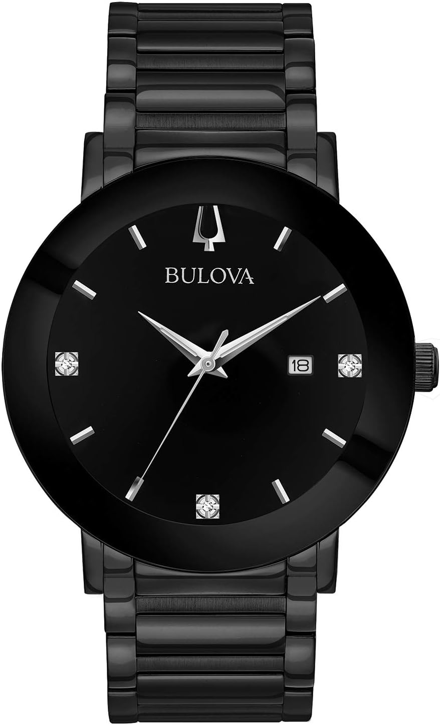 Bulova Men's 3-Hand Quartz Watch with Diamond Dial and Edge to Edge Crystal