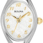 Bulova Ladies' Classic Two-Tone Stainless Steel 3-Hand Quartz, White Patterned Dial Style: 98V02
