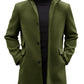 Runcati Mens Pea Coats Single Breasted Stand Collar Casual Slim Fit Trench Coat Mid Long Winter Overcoat with Pockets