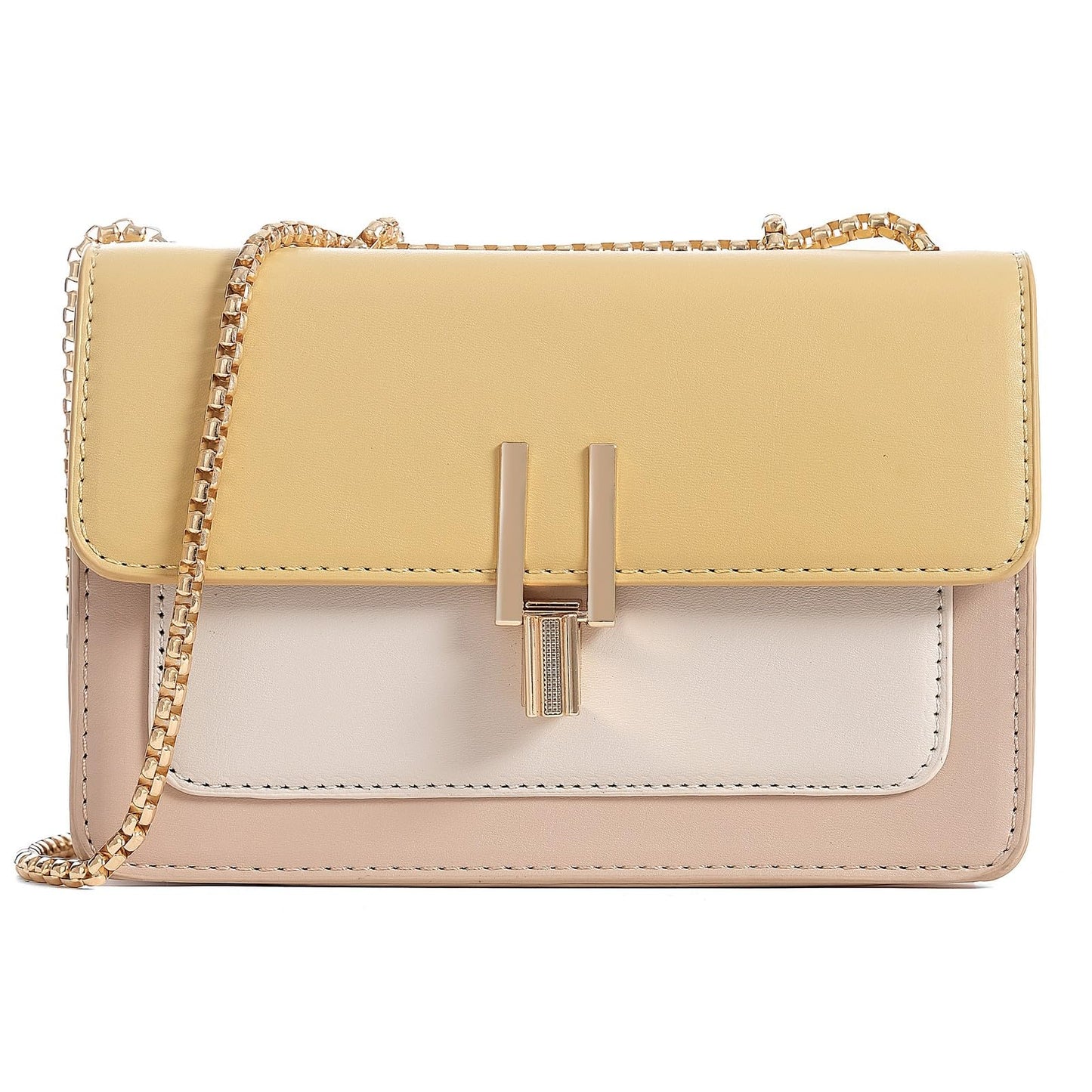 Color-Block Crossbody Bags for Women Leather Cross Body Purses Cute Designer Handbags Shoulder Bag Medium Size