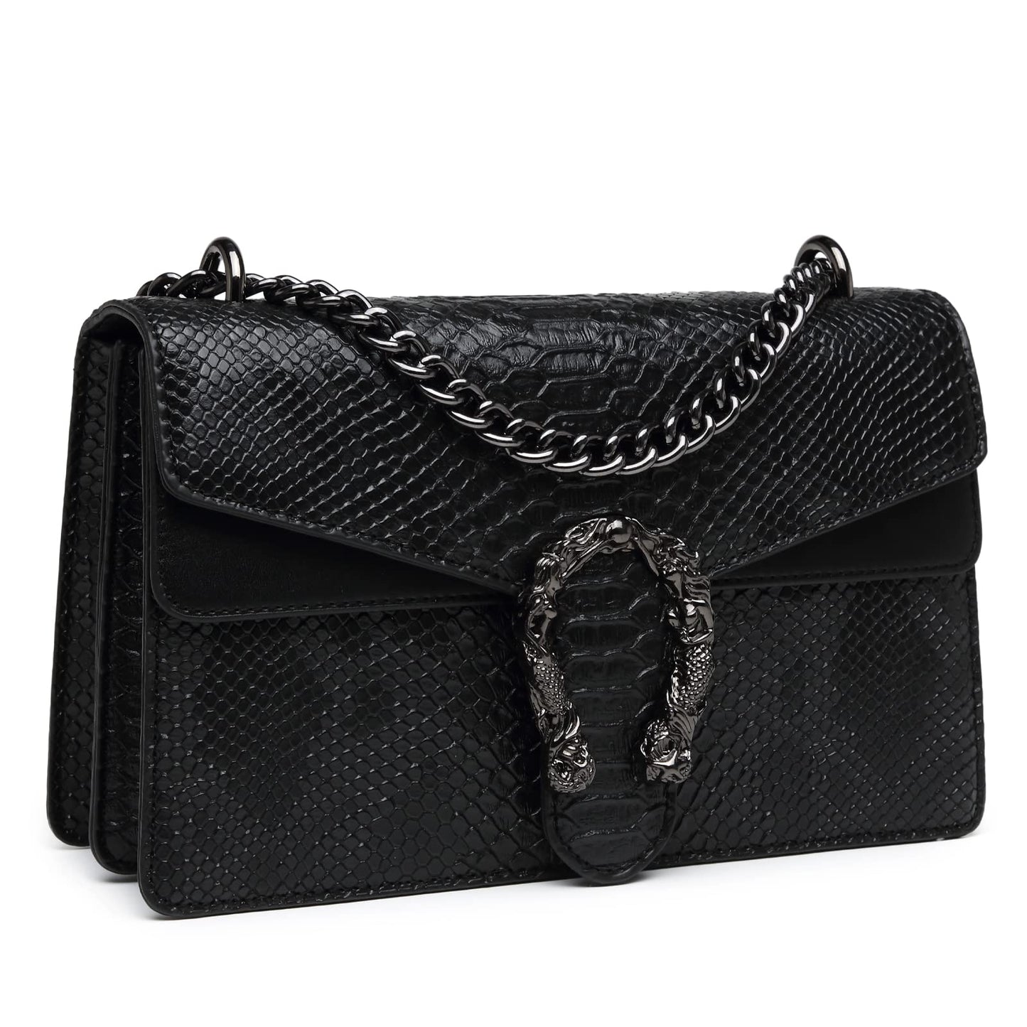 MYHOZEE Crossbody Bags for Women - Snake Printed Clutch Purses Leather Chain Shoulder Bags Evening Handbags