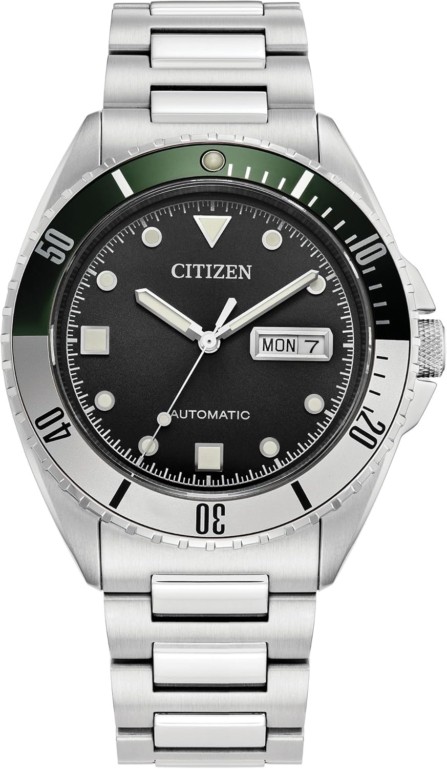 Citizen Men's Automatic Stainless Steel Watch, Silver-Tone Bracelet, Black Dial, 3 Hand Day/Date. (Model: NH7531-50E)