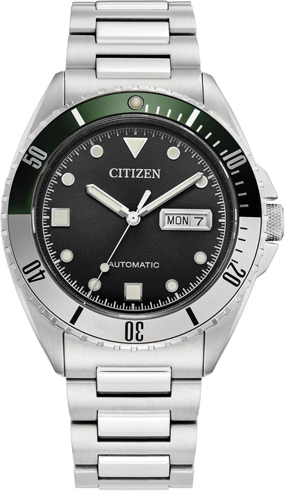Citizen Men's Automatic Stainless Steel Watch, Silver-Tone Bracelet, Black Dial, 3 Hand Day/Date. (Model: NH7531-50E)