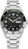 Citizen Men's Automatic Stainless Steel Watch, Silver-Tone Bracelet, Black Dial, 3 Hand Day/Date. (Model: NH7531-50E)