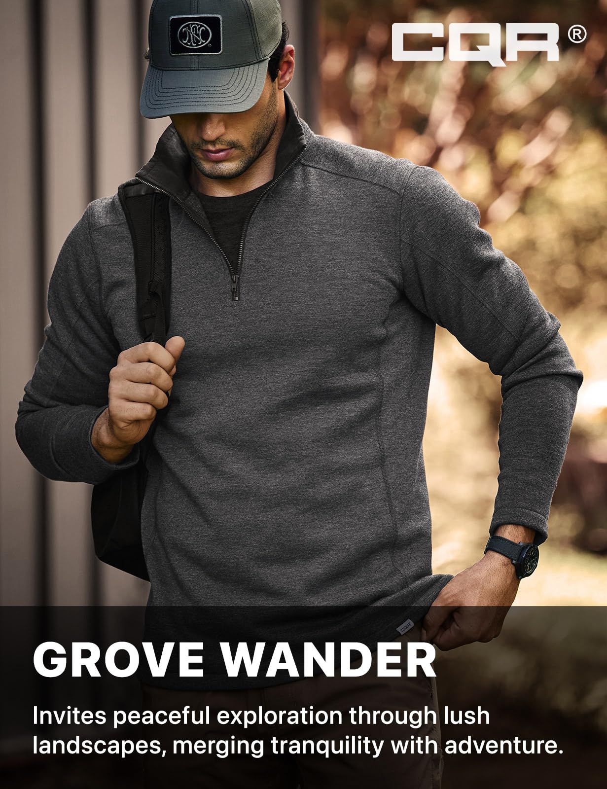 CQR Men's Thermal Fleece Quarter Zip Sweater, Outdoor Lightweight Long Sleeve Pullover, Casual Mock Neck Polo Sweaters