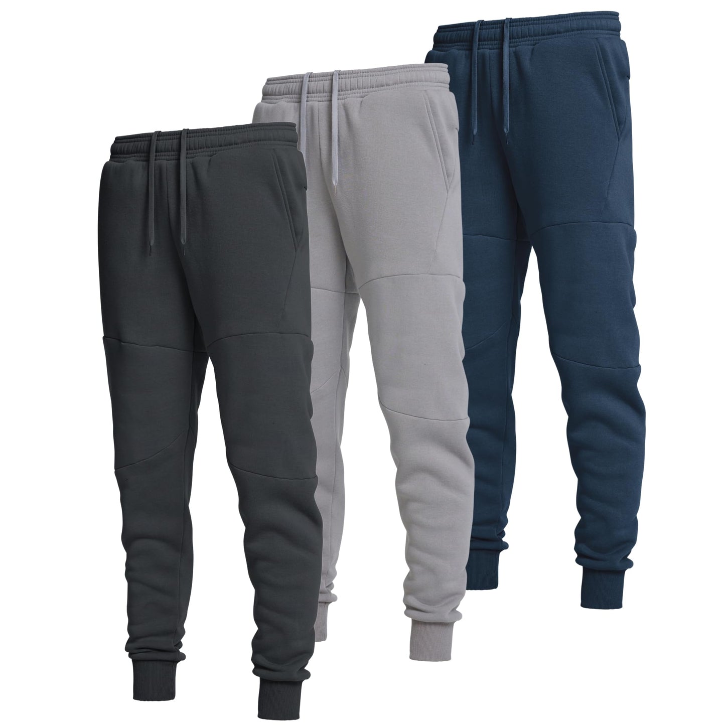 Ultra Performance 3 Pack Fleece Active Tech Joggers for Men, Mens Sweatpants with Zipper Pockets