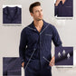 DAVID ARCHY Mens Pajamas Set Soft Cotton Notched Collar Pajamas for Men Long Sleeve Mens Sleepwear with Pockets & Front Fly