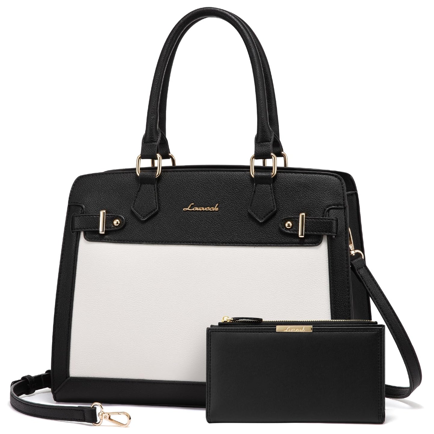 LOVEVOOK Purses and Handbags for Women, Tote Shoulder Bag Satchel Black Purse and PU Leather Top Handle for ladies