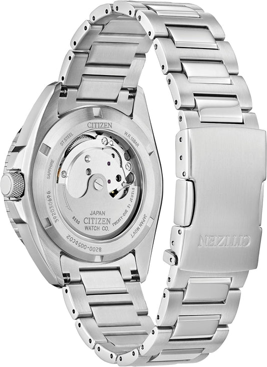 Citizen Men's Automatic Stainless Steel Watch, Silver-Tone Bracelet, Black Dial, 3 Hand Day/Date. (Model: NH7531-50E)