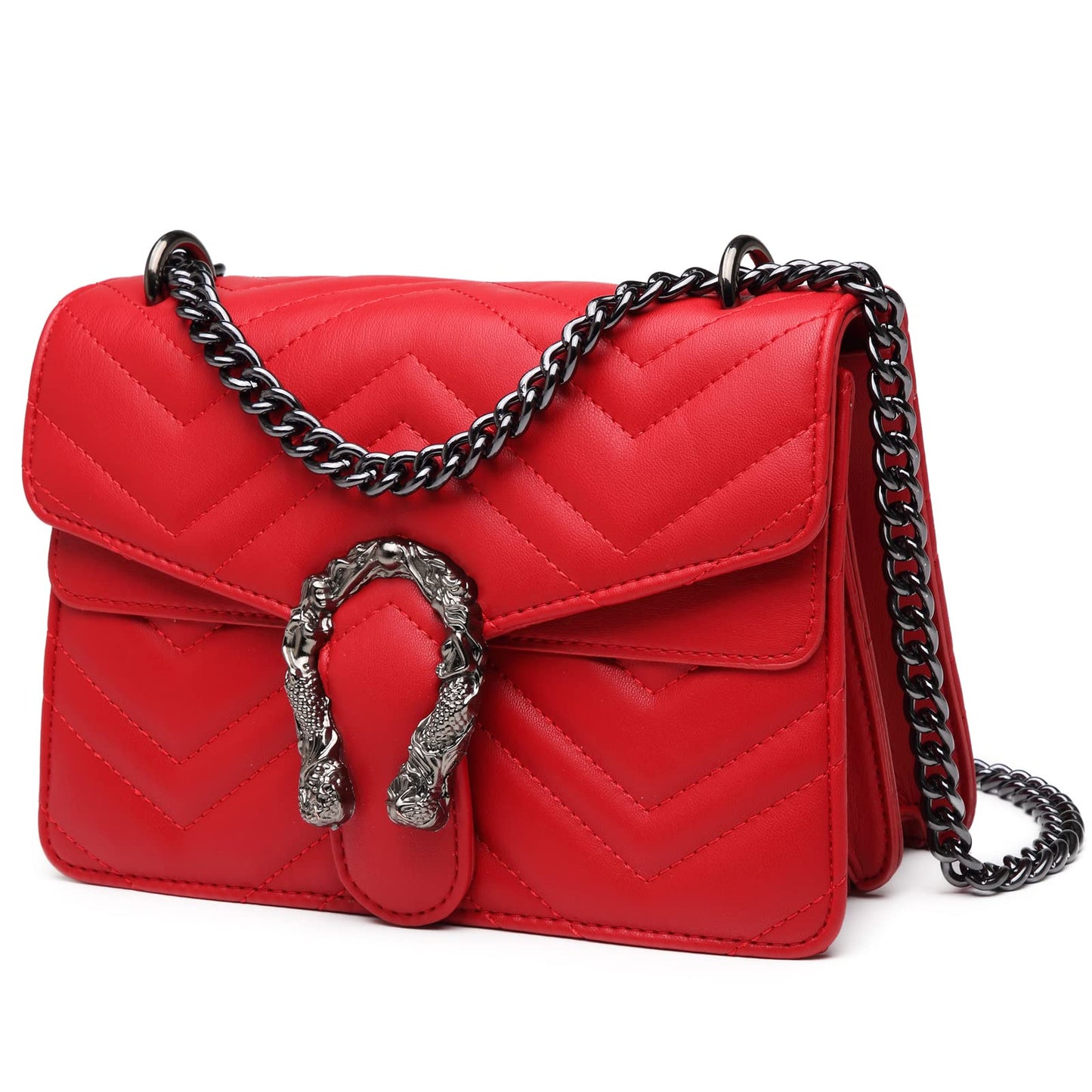 MYHOZEE Crossbody Bags for Women - Snake Printed Clutch Purses Leather Chain Shoulder Bags Evening Handbags