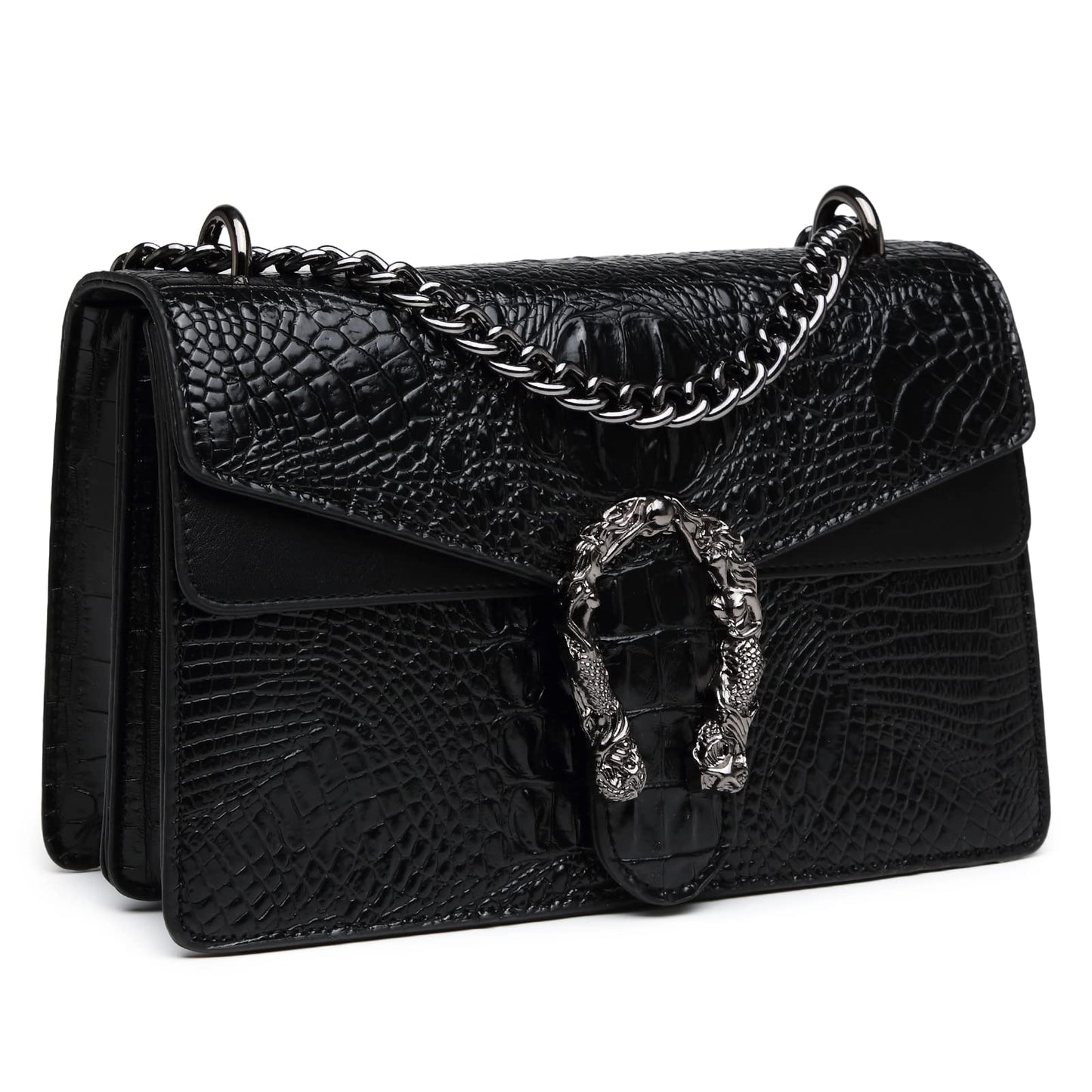 MYHOZEE Crossbody Bags for Women - Snake Printed Clutch Purses Leather Chain Shoulder Bags Evening Handbags