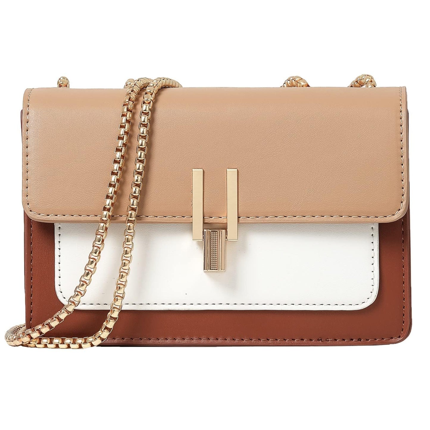 Color-Block Crossbody Bags for Women Leather Cross Body Purses Cute Designer Handbags Shoulder Bag Medium Size