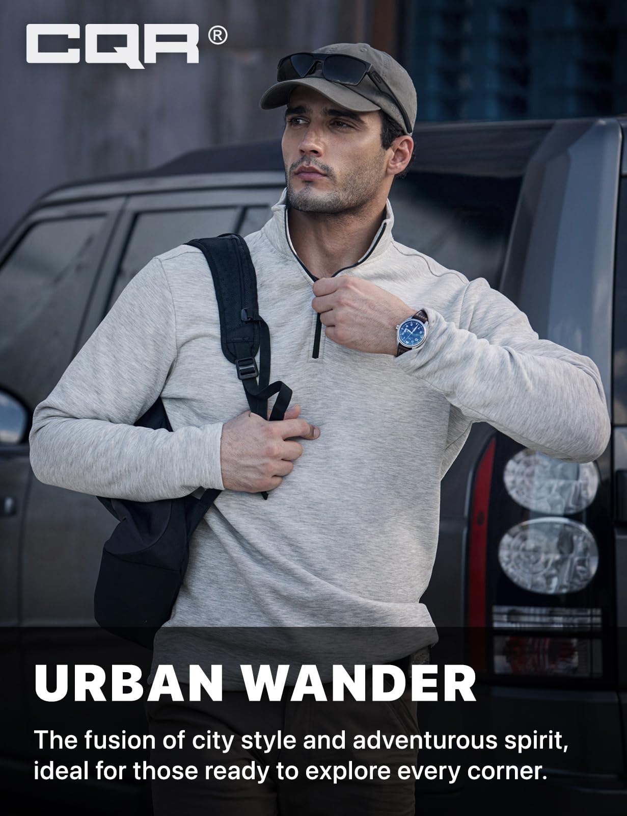 CQR Men's Thermal Fleece Quarter Zip Sweater, Outdoor Lightweight Long Sleeve Pullover, Casual Mock Neck Polo Sweaters